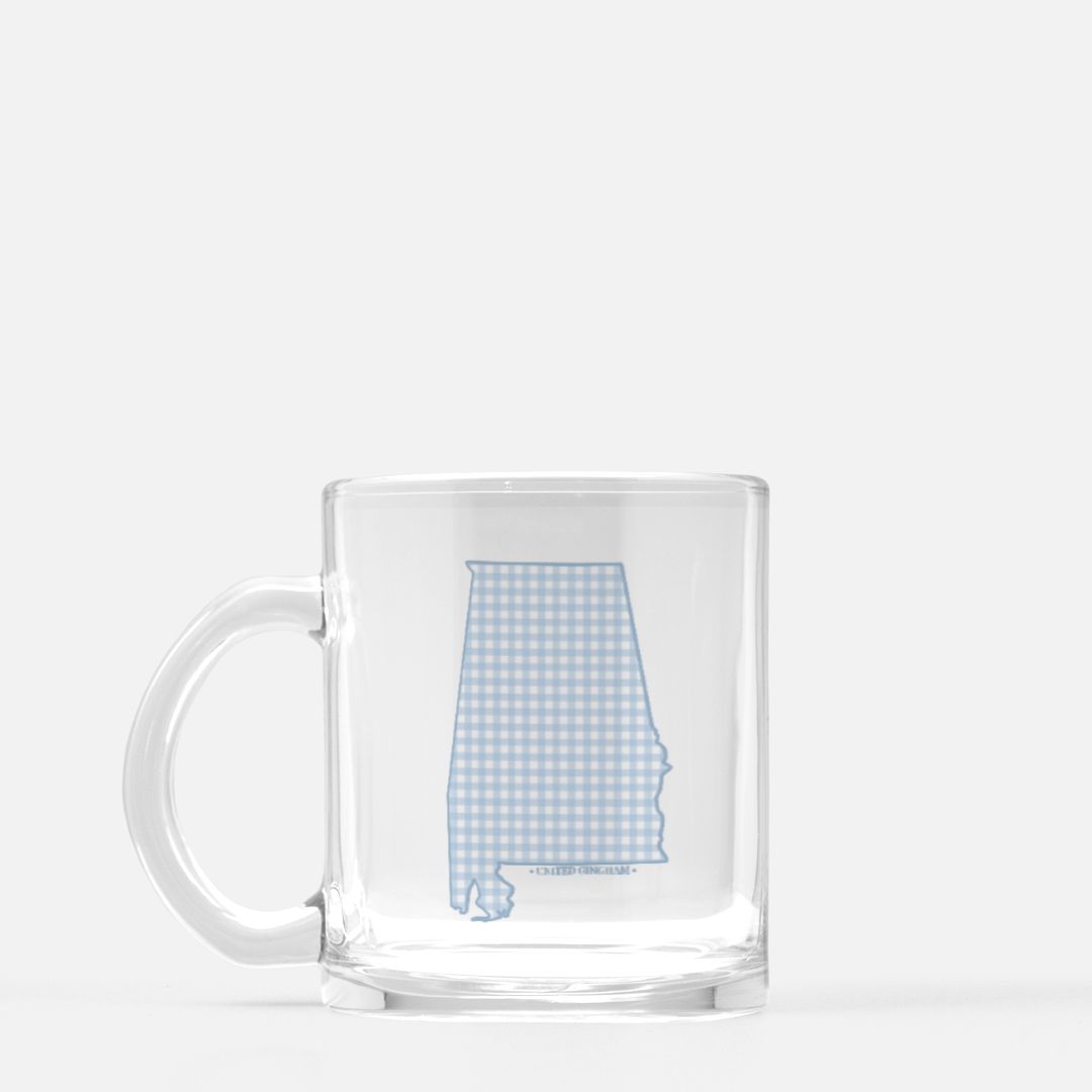 ALABAMA IN BLUE GLASS MUG