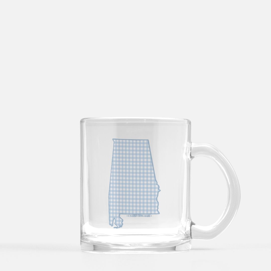 ALABAMA IN BLUE GLASS MUG